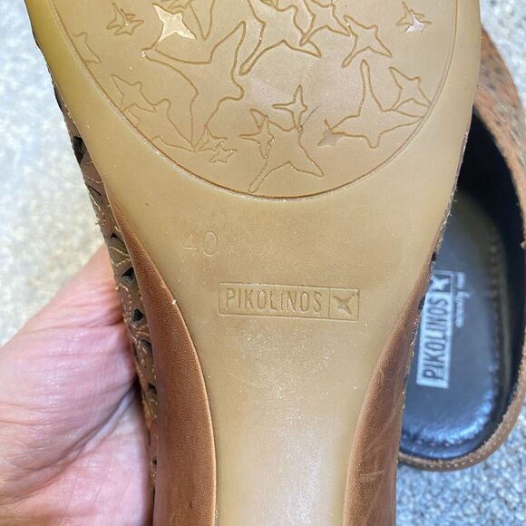 Pikolinos Ramona Mules Women 10 EU 40 Brown Leather Floral Slip On Boho Comfort - Picture 8 of 10